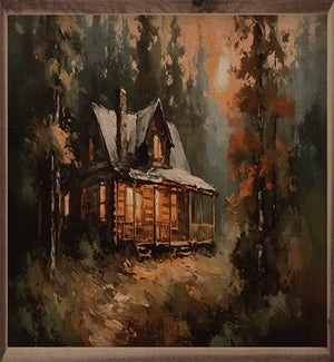 Cabin Among Pines Sunrise
